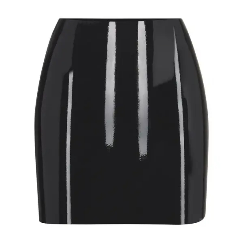 2. NWOT SKIMS LATEX MINI SKIRT IN ONYX